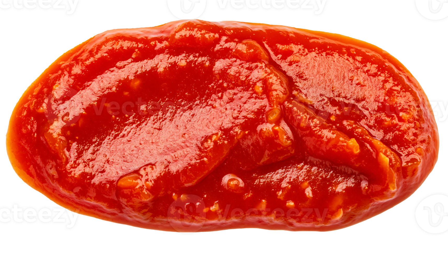 detailed close up view of smooth red sriracha chili sauce smear with spicy texture and seeds on isolated background perfect for food label design and culinary presentation png