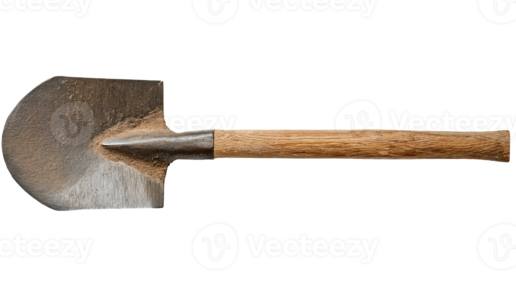 rustic iron hoe with wooden handle and soil stains on isolated background for gardening agriculture equipment concept and farming tools display png