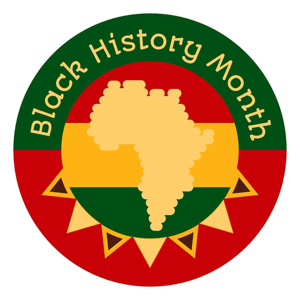 Black Month History Round Badge with the African Continent vector
