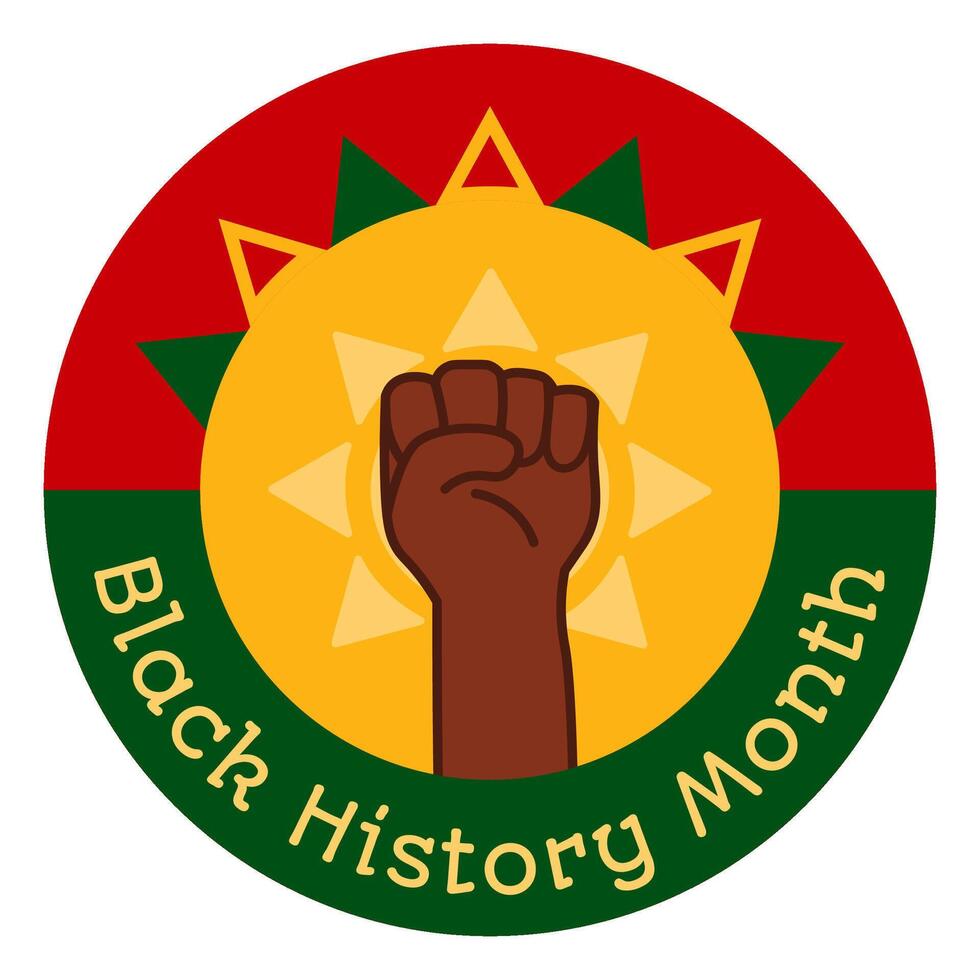 Black Month History Round Badge with a Raised Fist vector