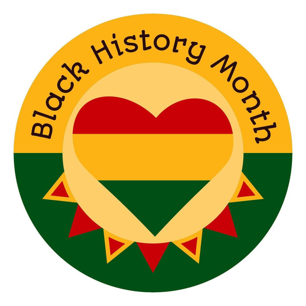 Black Month History Round Badge with a Heart Emblem vector