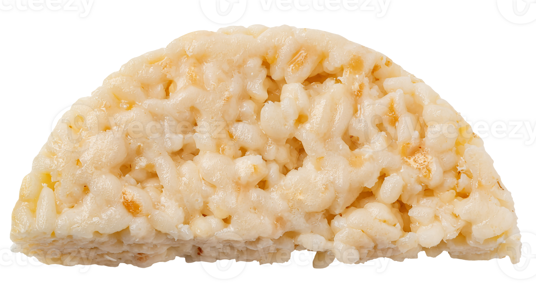 top view of a half circle shaped sticky rice meal block with soft and glutinous texture on isolated background for frozen asian ready meals and microwave food packaging png