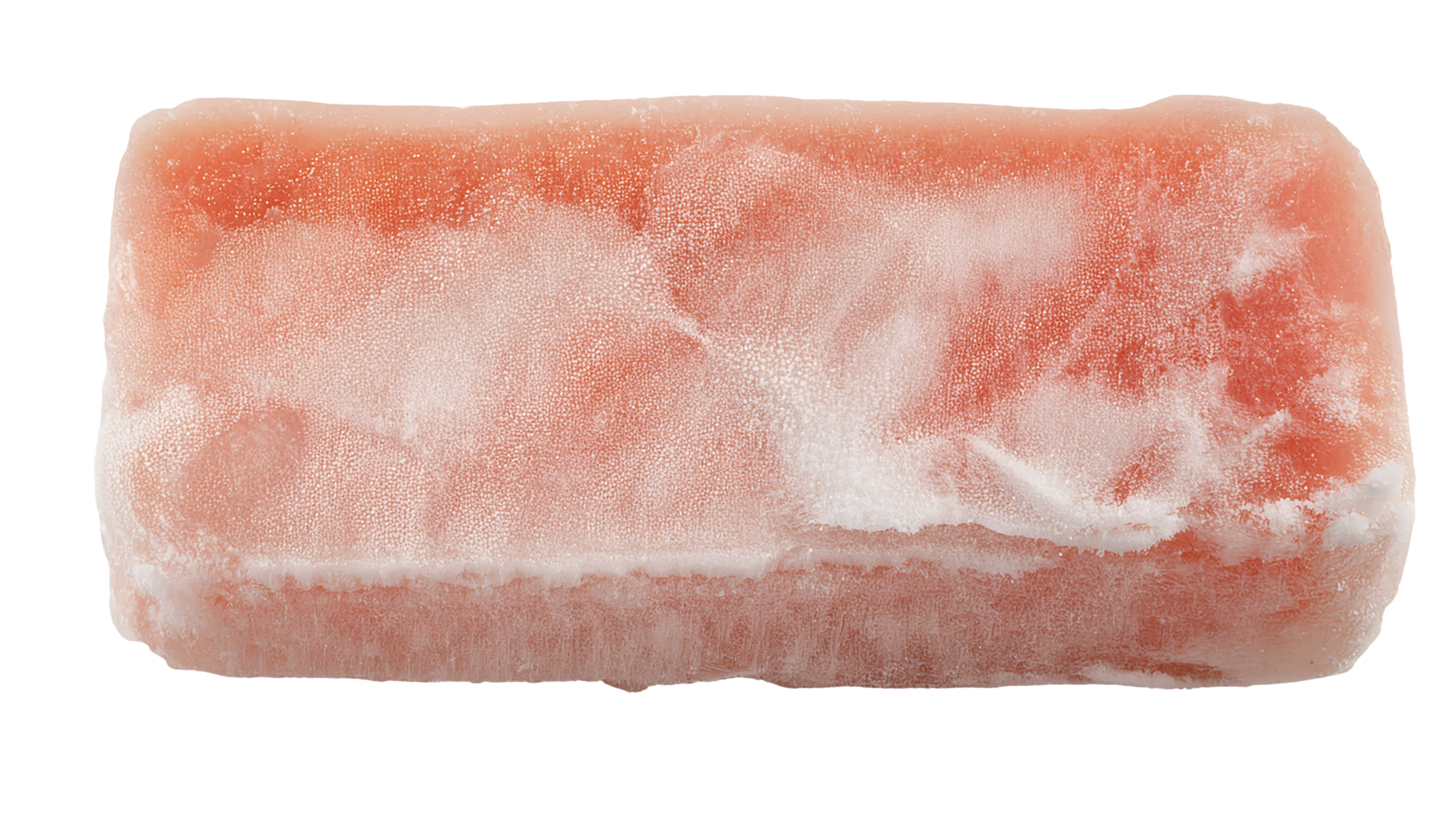 a piece of frozen ready meal food block with visible frost and icy surface texture on isolated background for packaging and food processing concept png