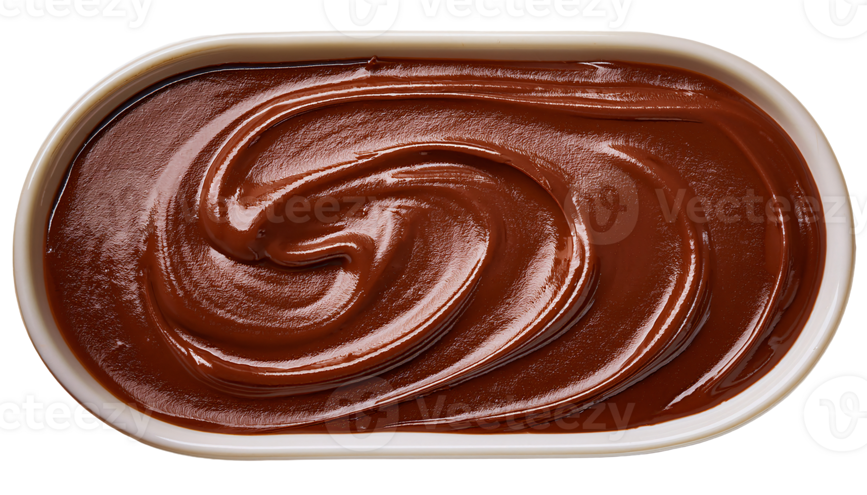 smooth swirl of chocolate sauce in oval container on isolated background for dessert branding and gourmet food design png