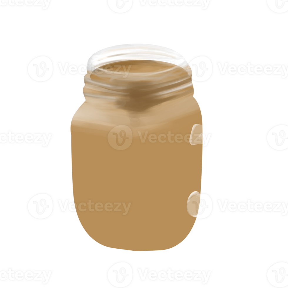 a mason jar with coffee on a transparent background png