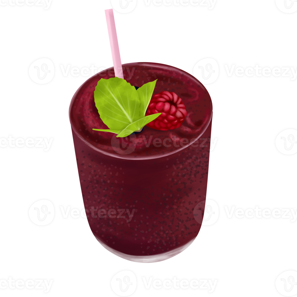 a smoothie with berries and mint leaves png