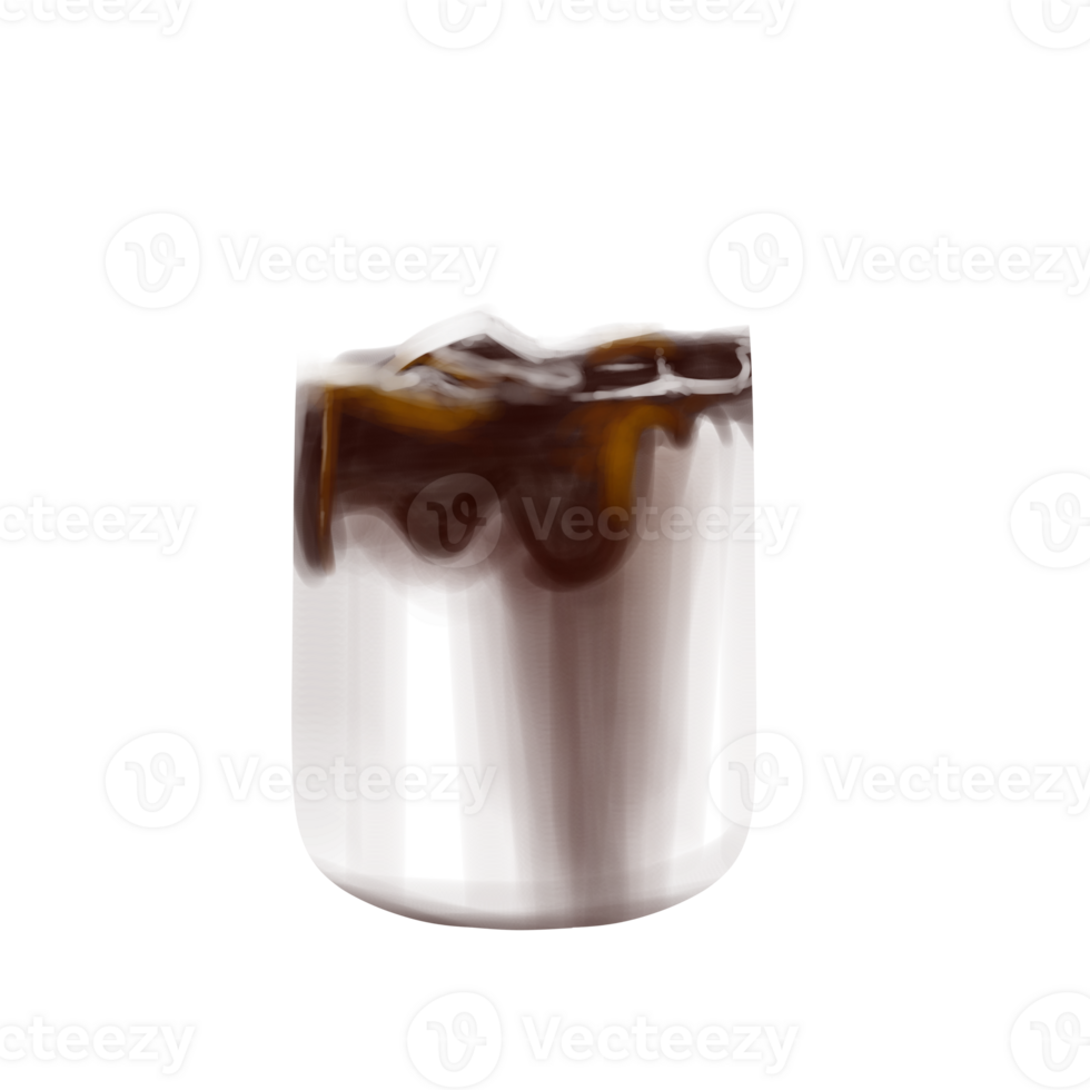 an illustration of a glass of coffee with milk and cream png
