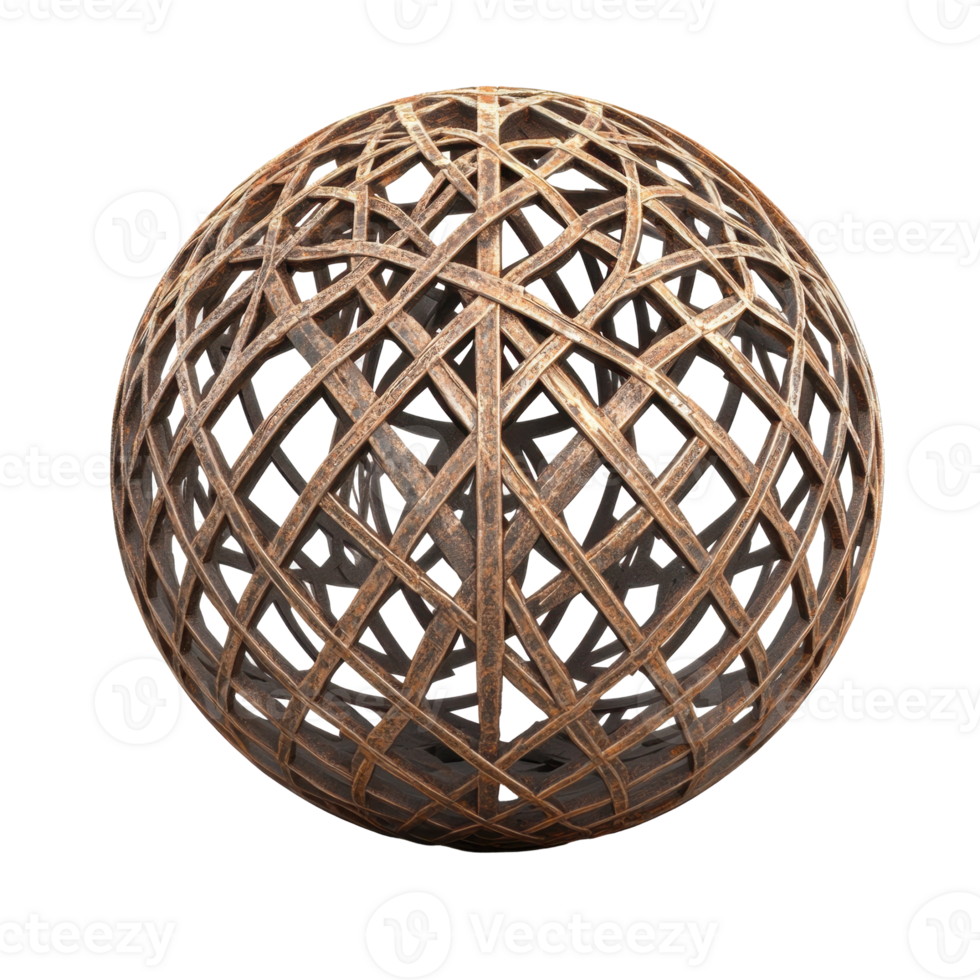 A ball made out of wood with a lattice pattern png