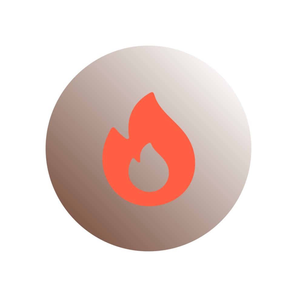 A fire icon on a flat shape png