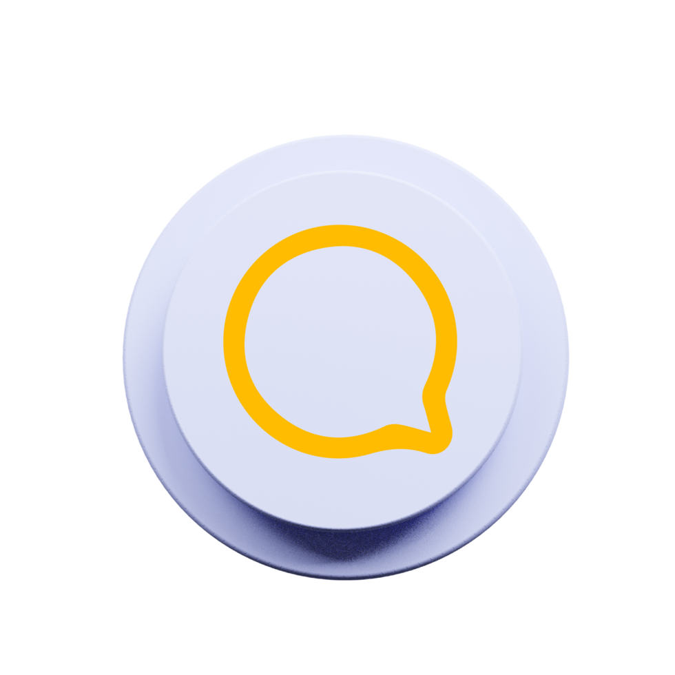 A yellow speech bubble icon on a white button png