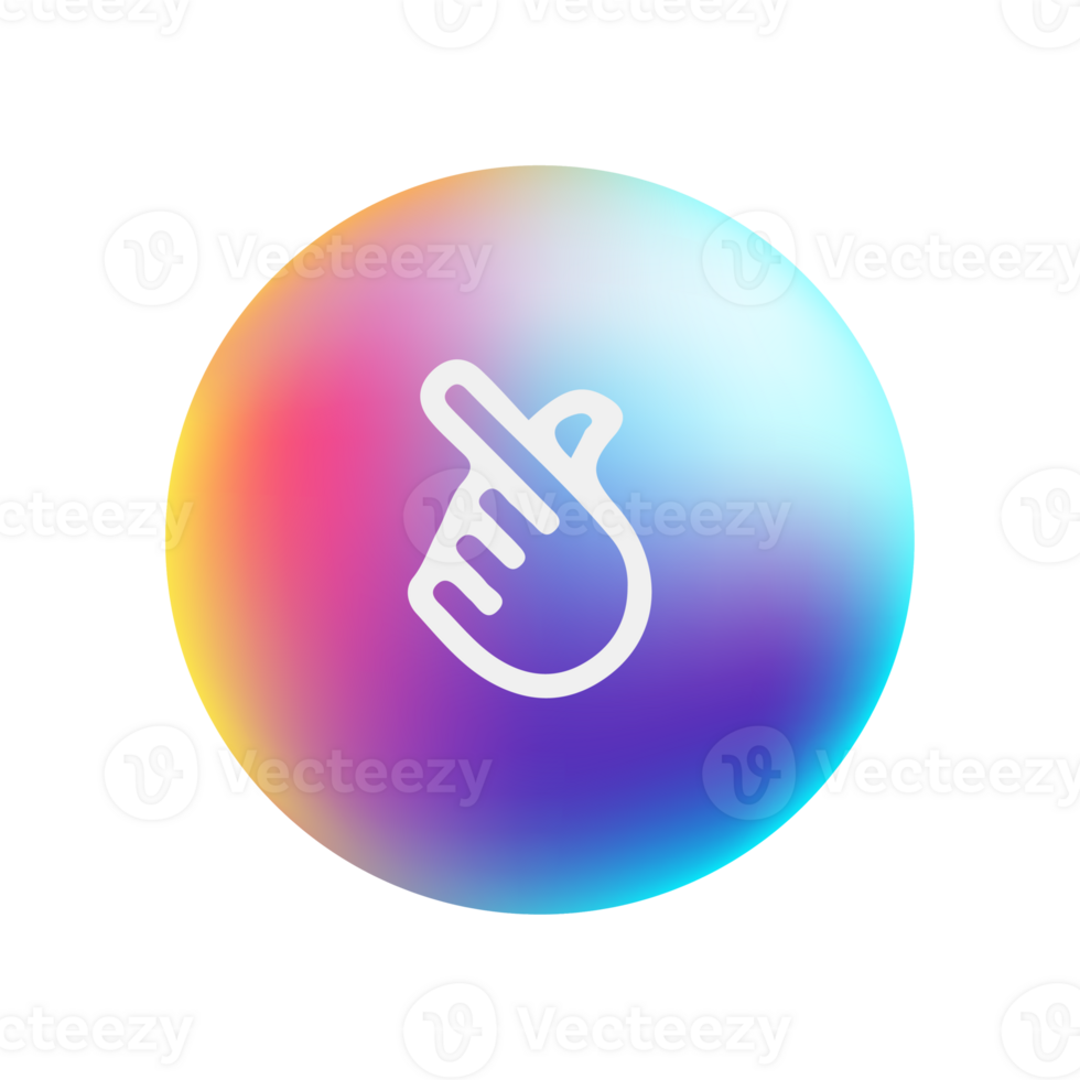 A colorful circle with a hand pointing up flat png