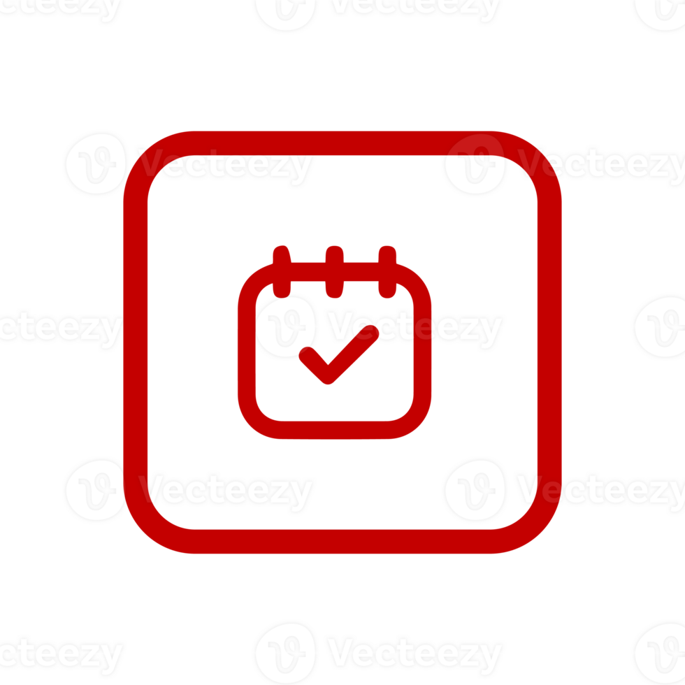 A red and white calendar icon on a flat shape png