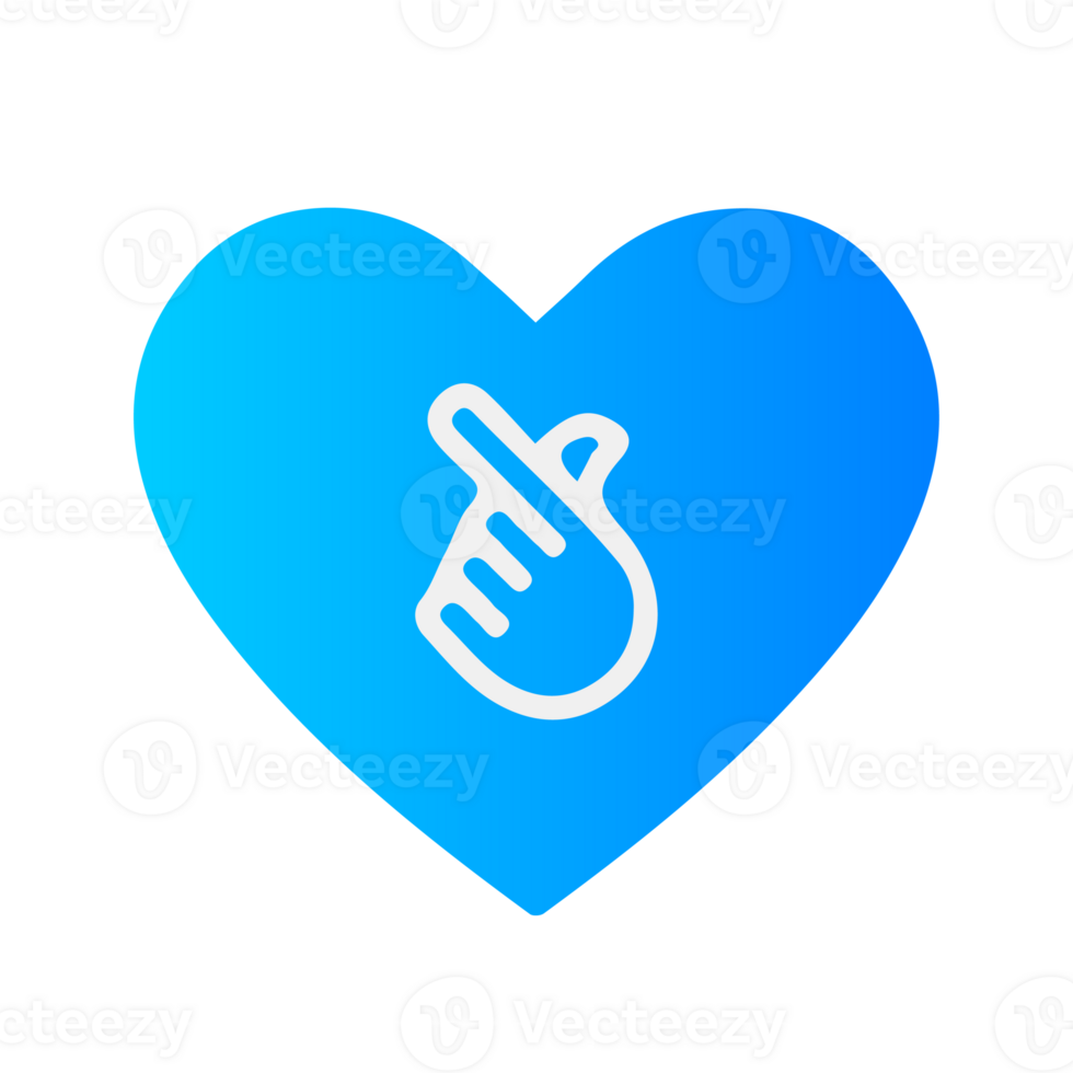 A blue heart with a hand pointing up png