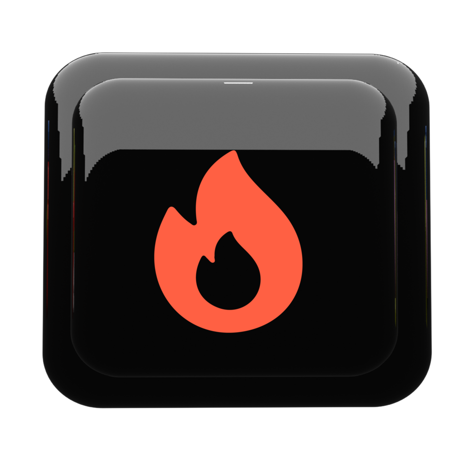 A flat and red fire icon on a flat shape flat png