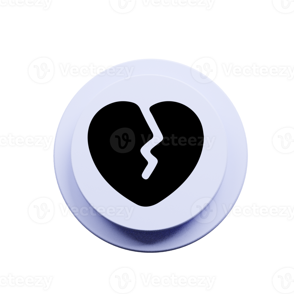 Broken heart icon isolated on flat shape flat png