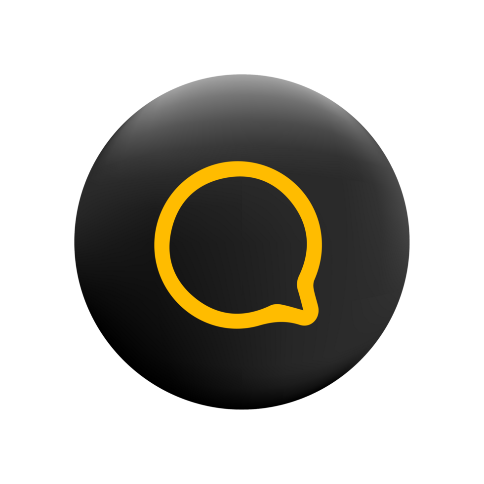 A flat and yellow speech bubble icon on a flat button flat png