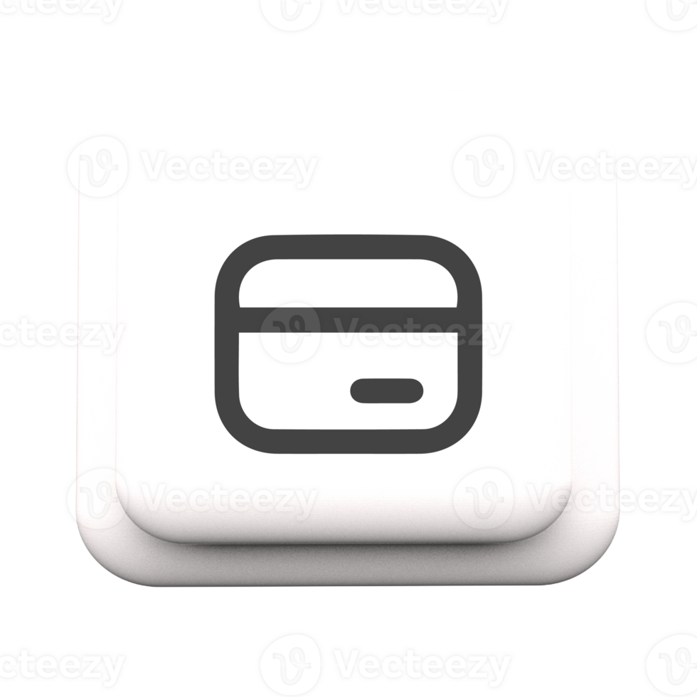 A white button with a flat and white image of a credit card flat png