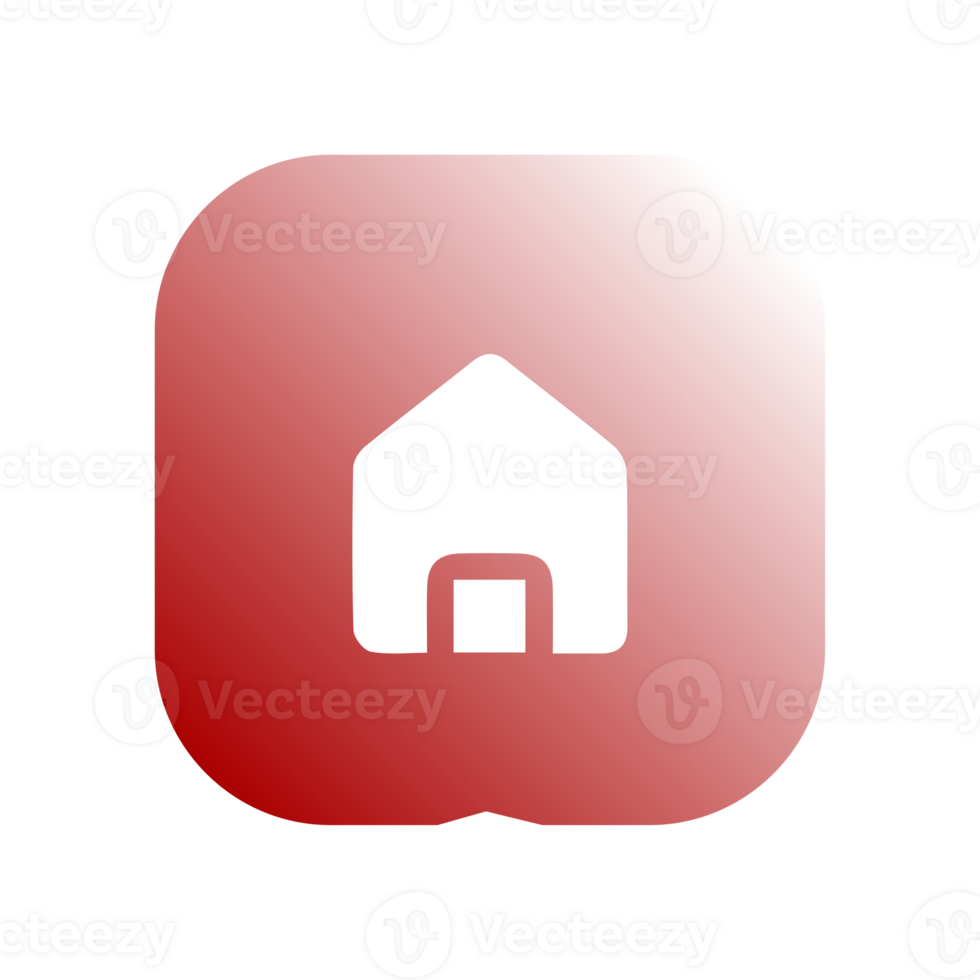 red shape and white house icon on a flat shape png
