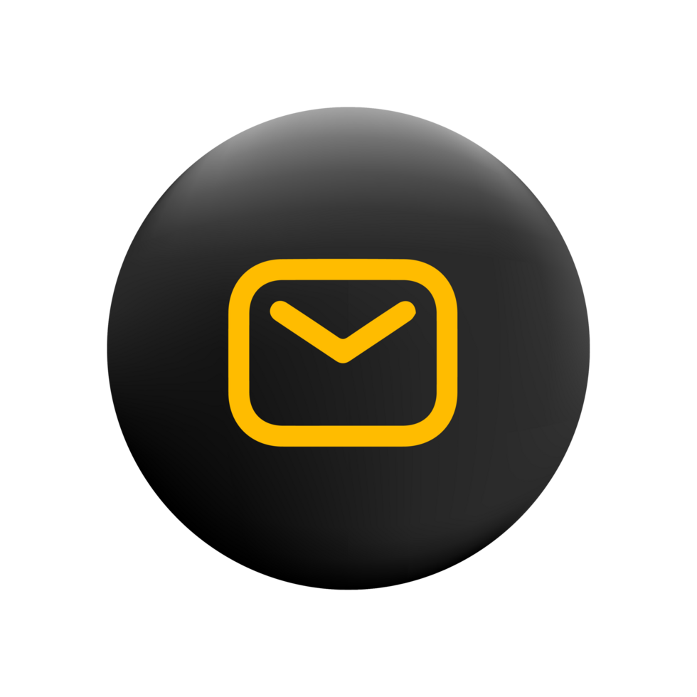 A flat and yellow email icon on a flat button flat png