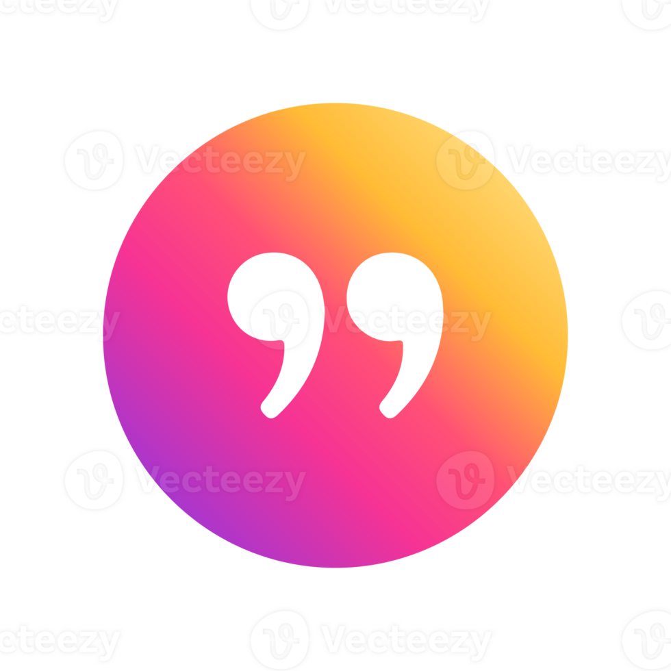 The quote icon is shown in a colorful circle flat png