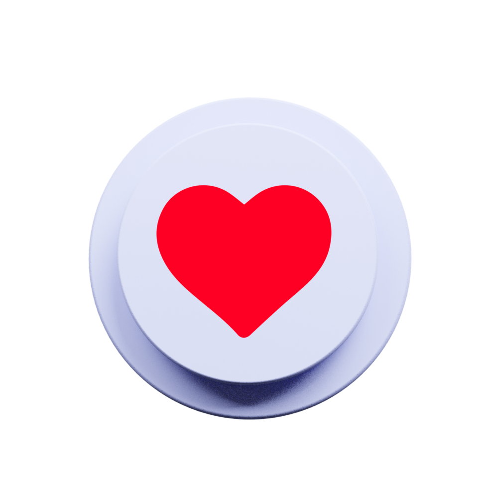 red shape heart button on a flat shape flat png