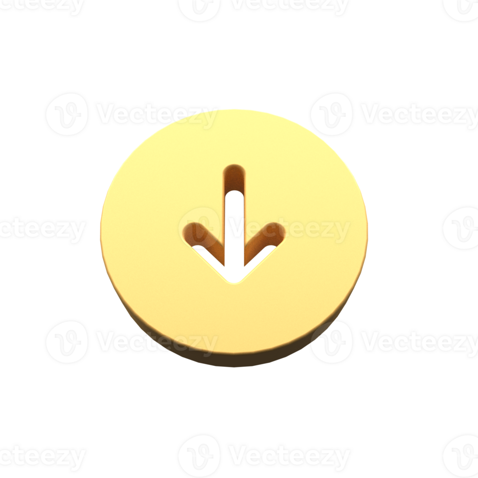 A yellow button with an arrow pointing down png