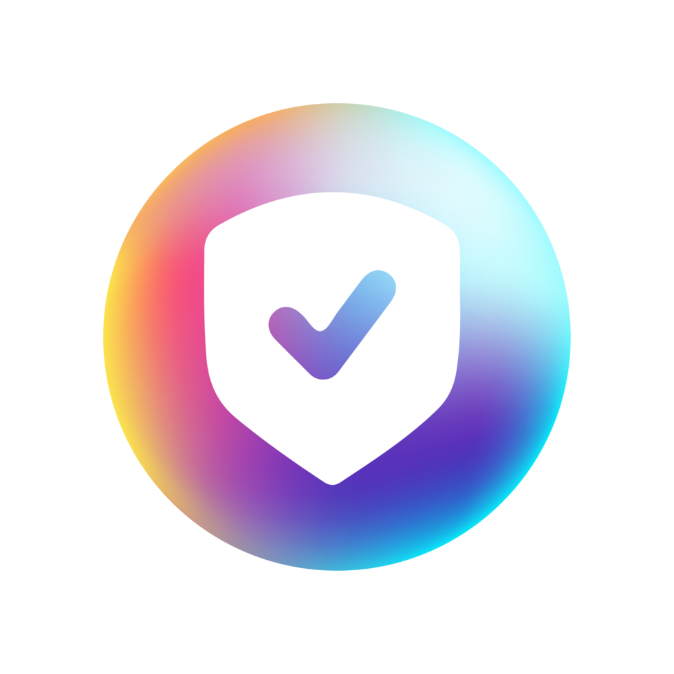 The icon for a check mark on a colorful circle flat png