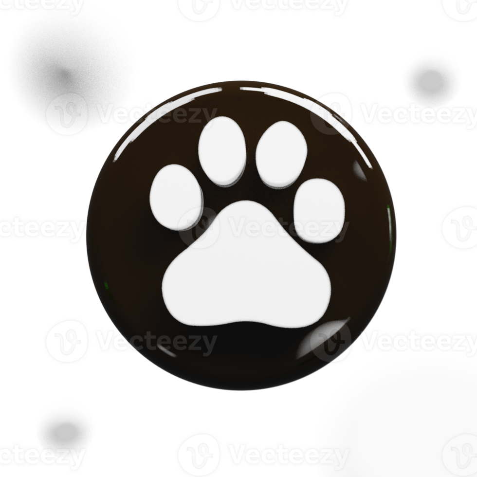 A flat and white dog paw surrounded by white spheres flat png