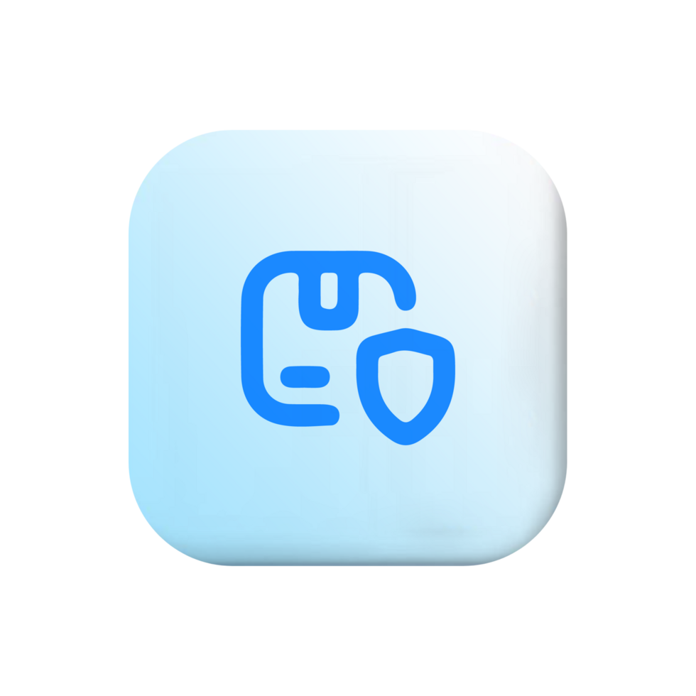 A blue icon with a shield on it flat png