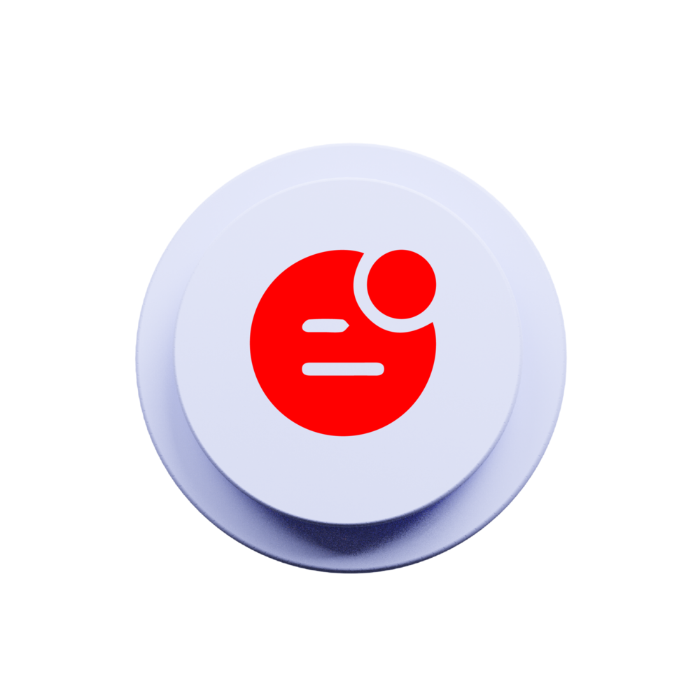 A red and white button with a circle on it flat png