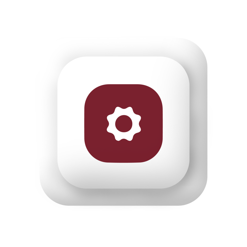 White button with red shape gear on it flat png