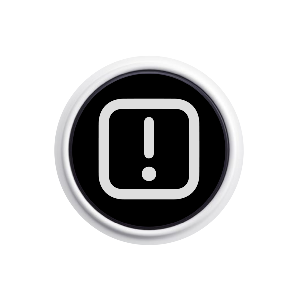 A flat and white icon with an exclamation mark flat png