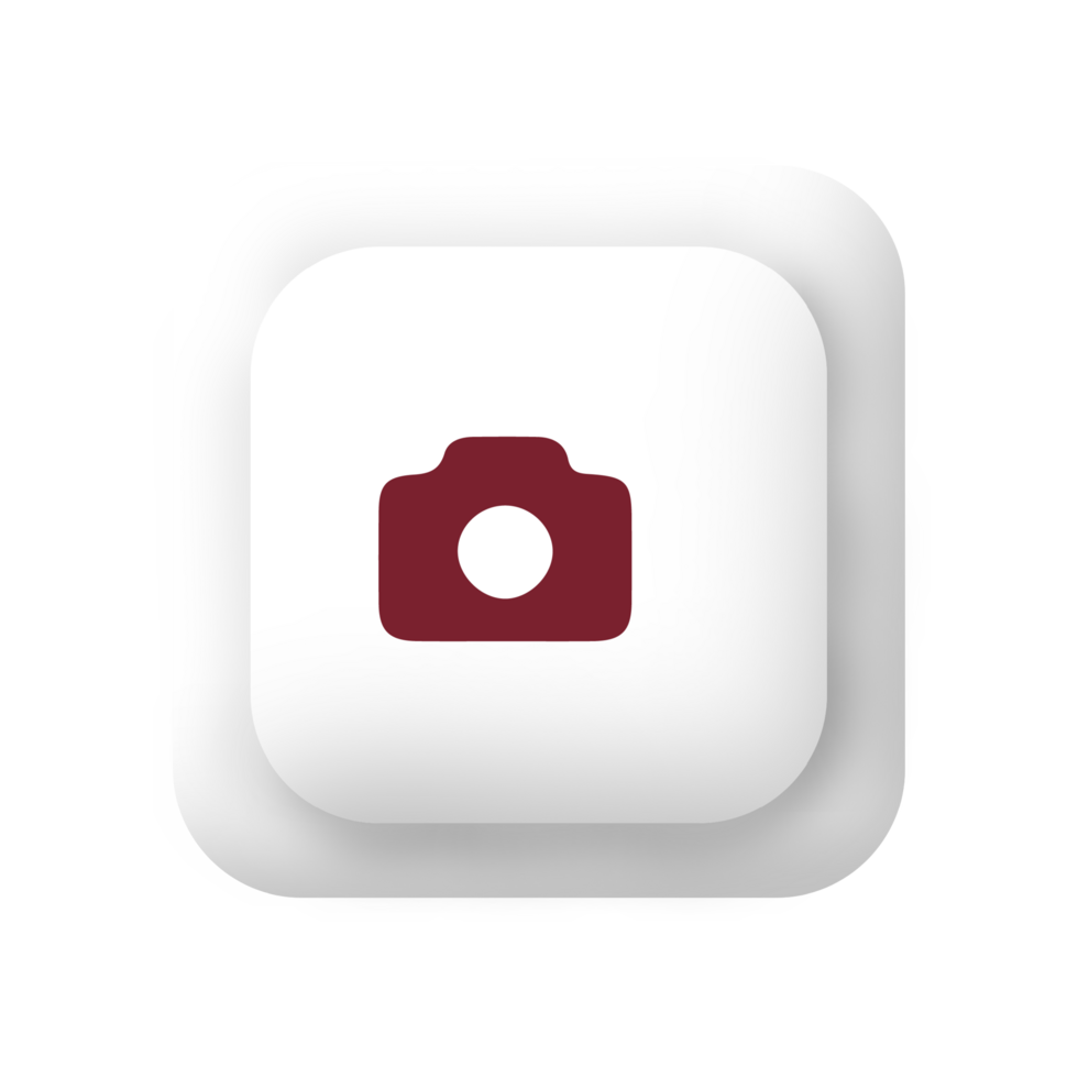 A white button with a red camera icon flat png