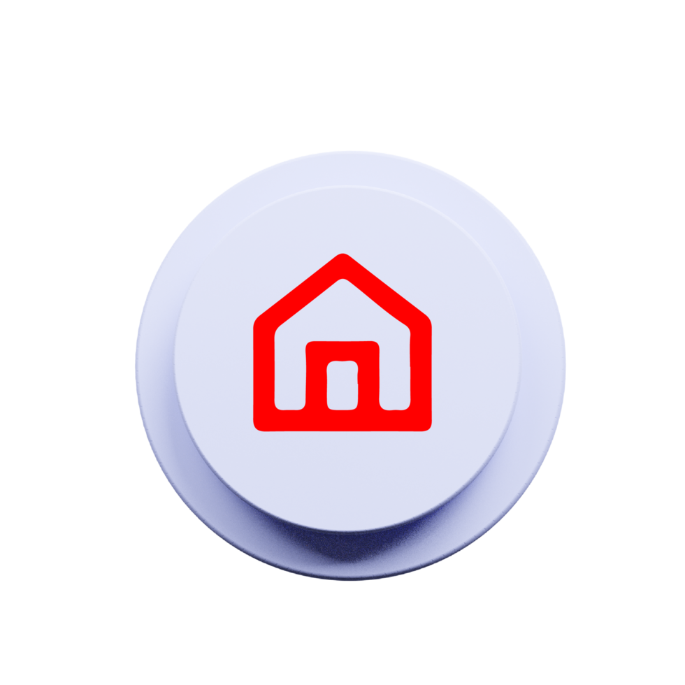 A red house icon on a white button png