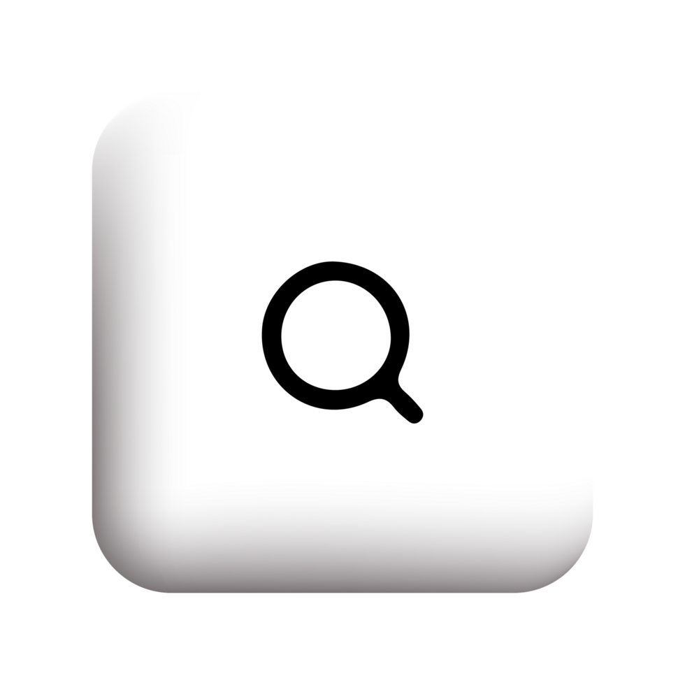 A flat and white square button with a magnifying glass icon flat png