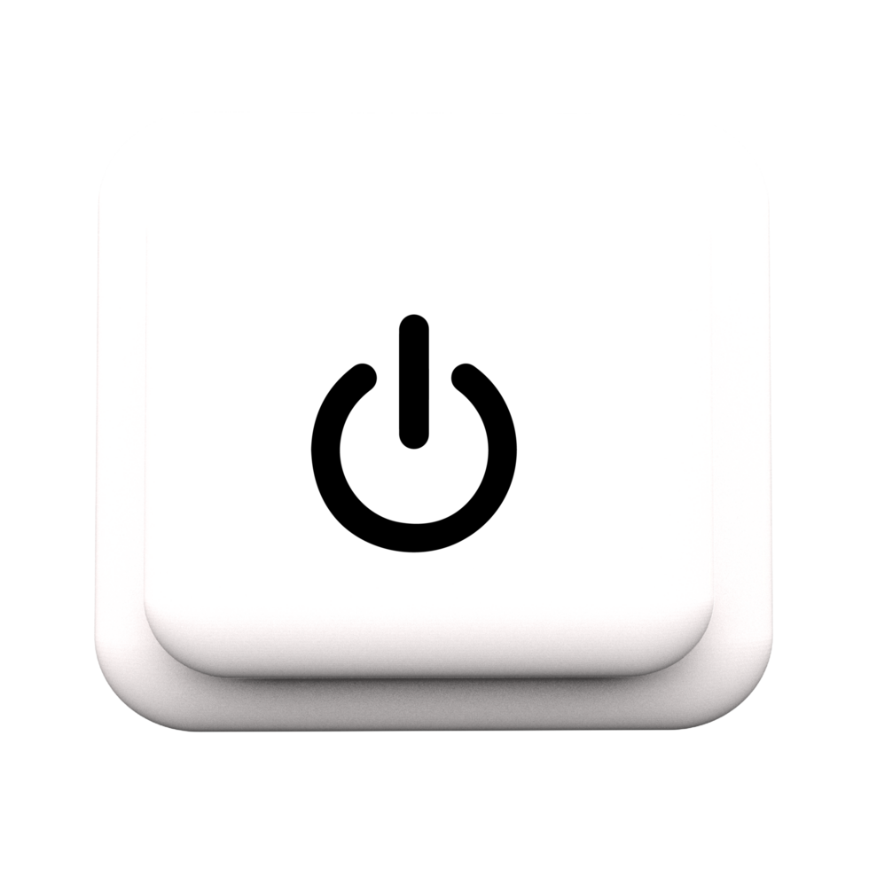 A white button with a flat power symbol on it flat png
