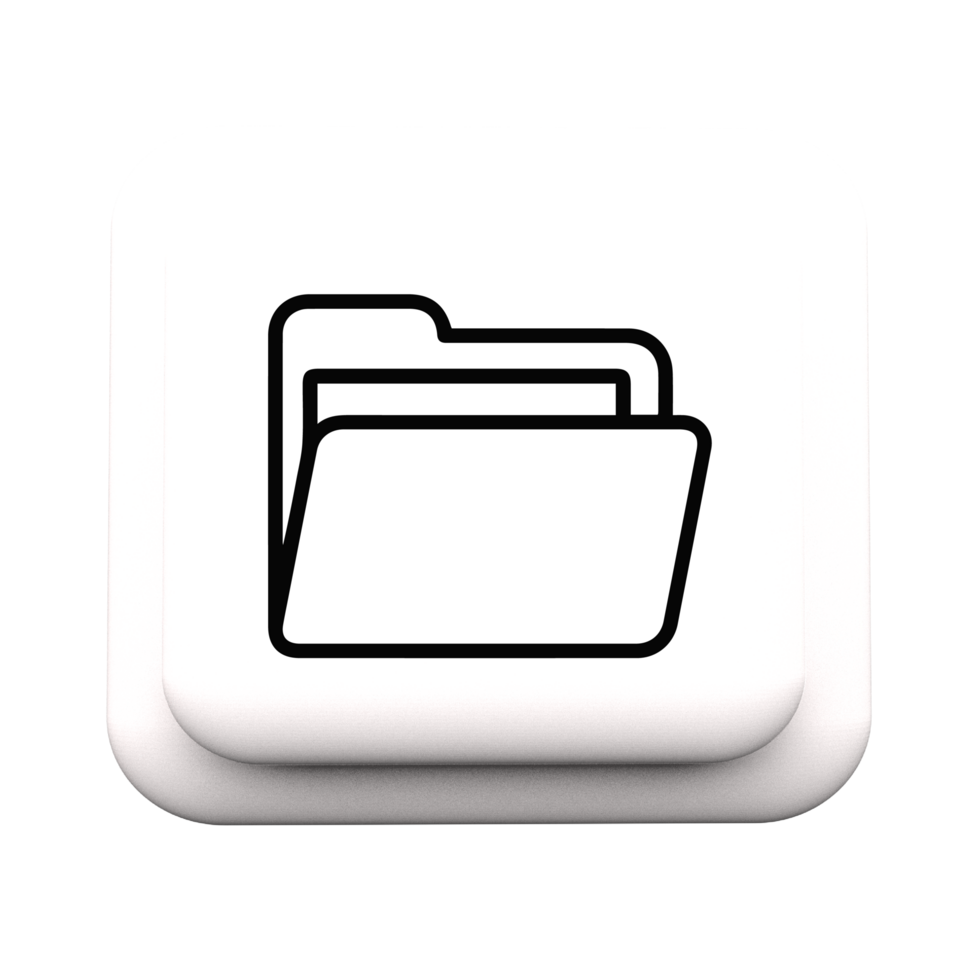 A white button with a folder icon on it flat png
