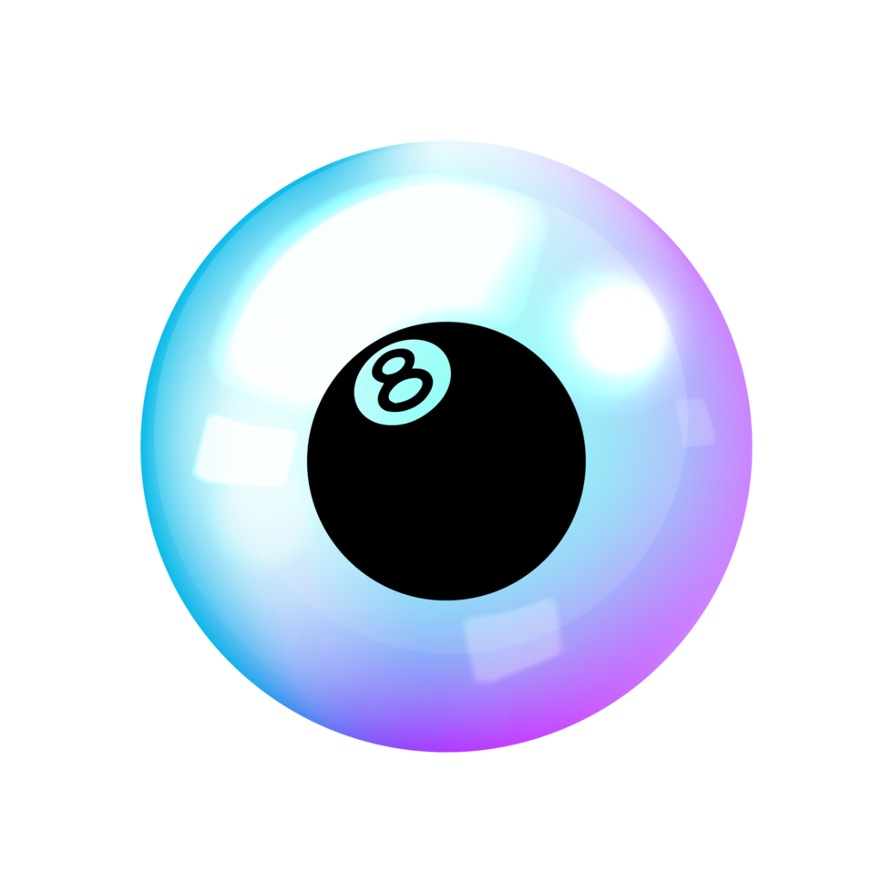 A blue and purple ball with an eight on it png