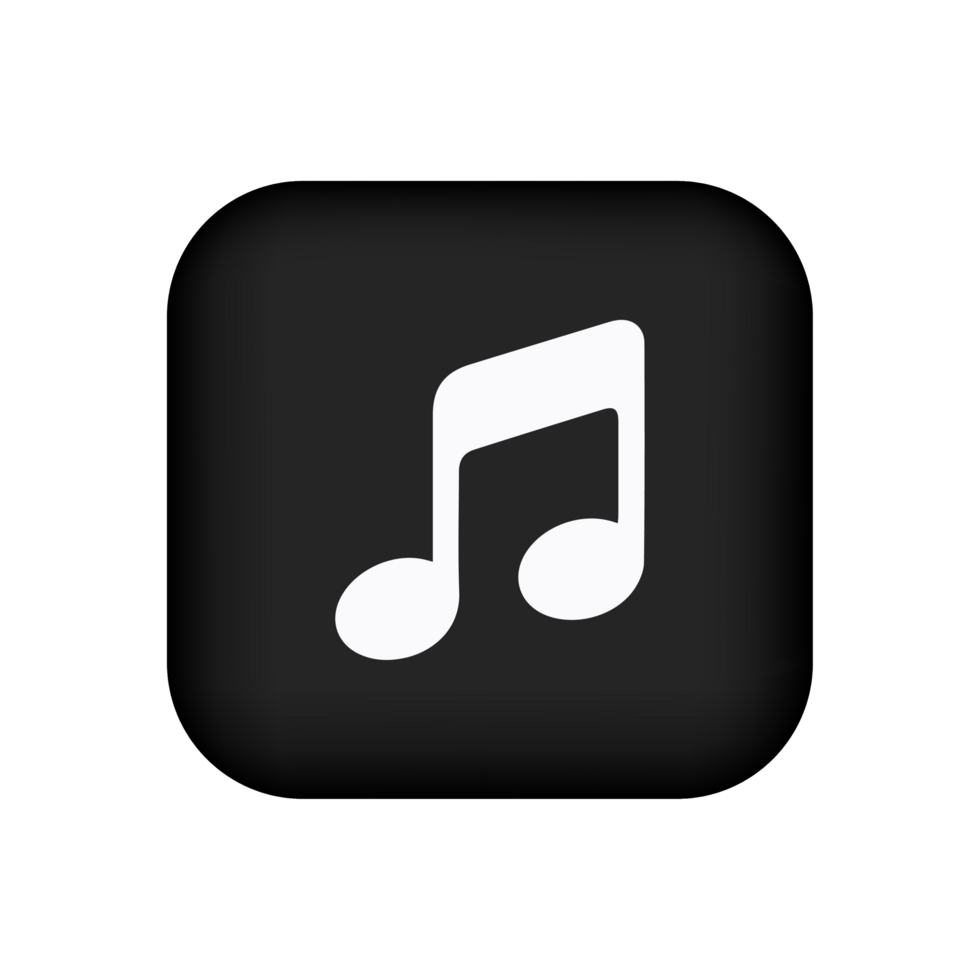 Music note icon on a black flat shape png