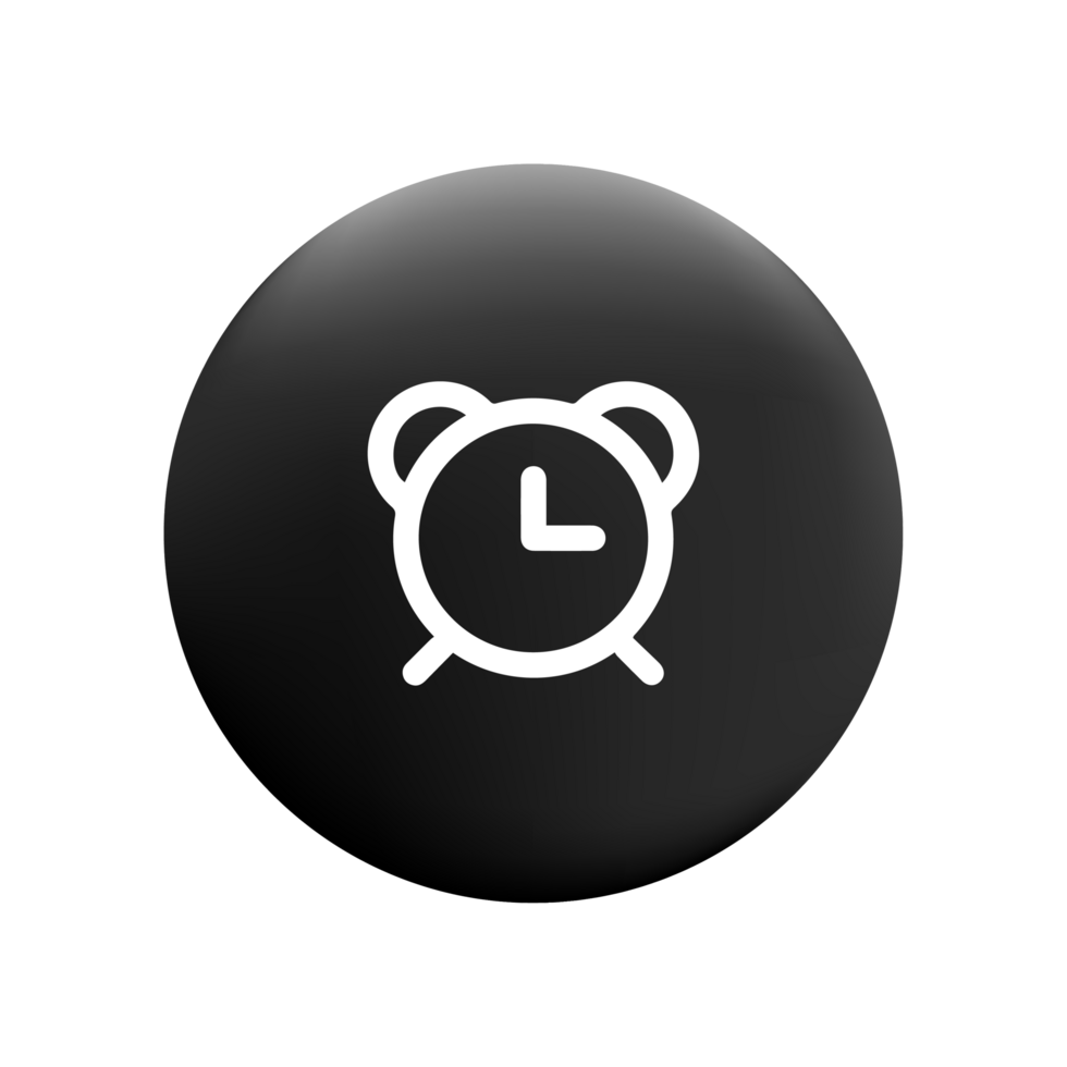 A flat and white clock icon on a flat button png