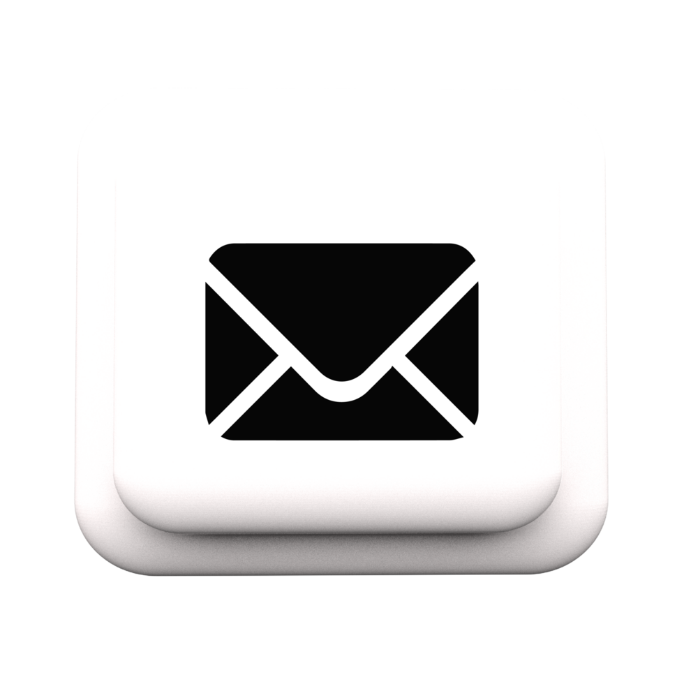 Email icon on a white button flat png