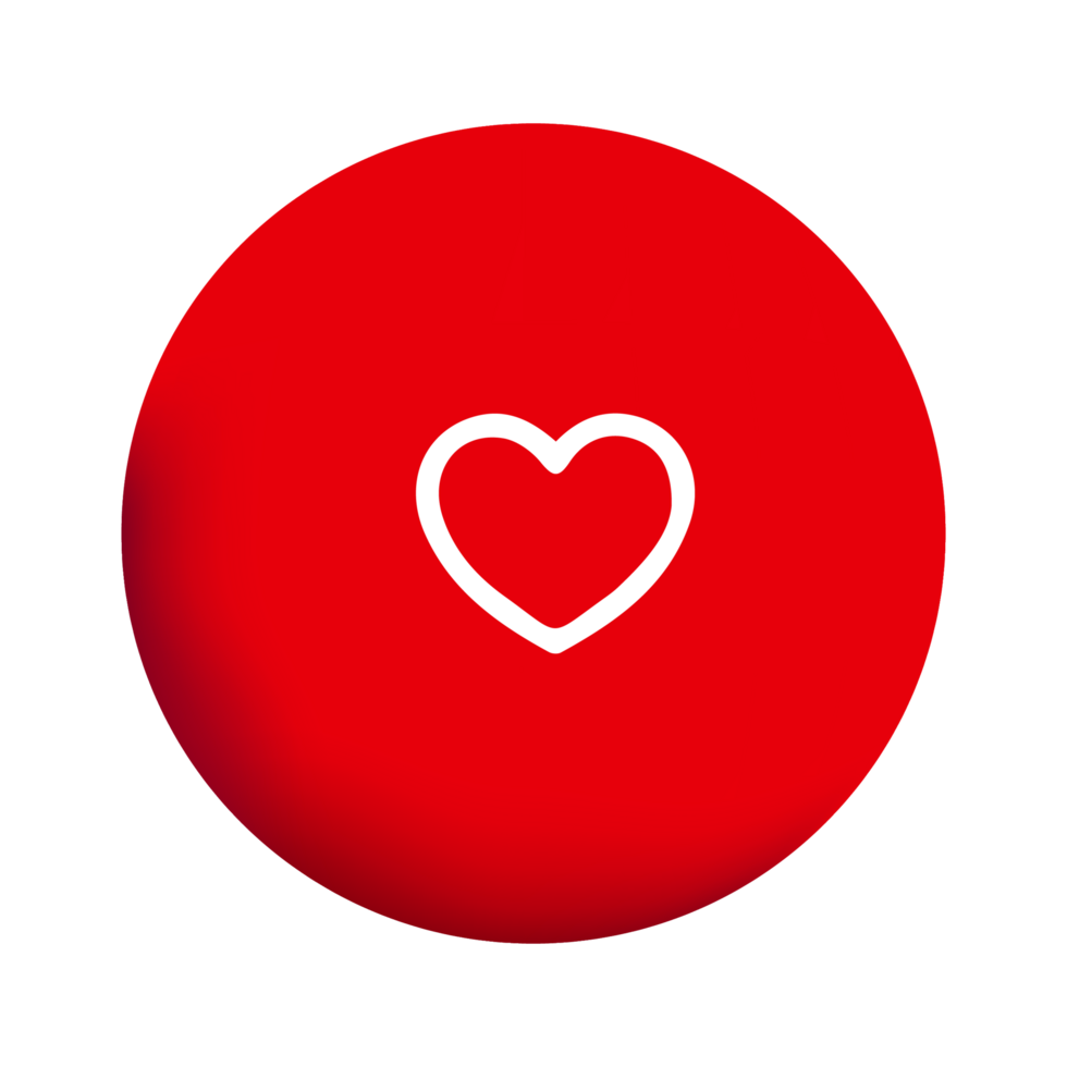 red shape heart on a flat shape flat png