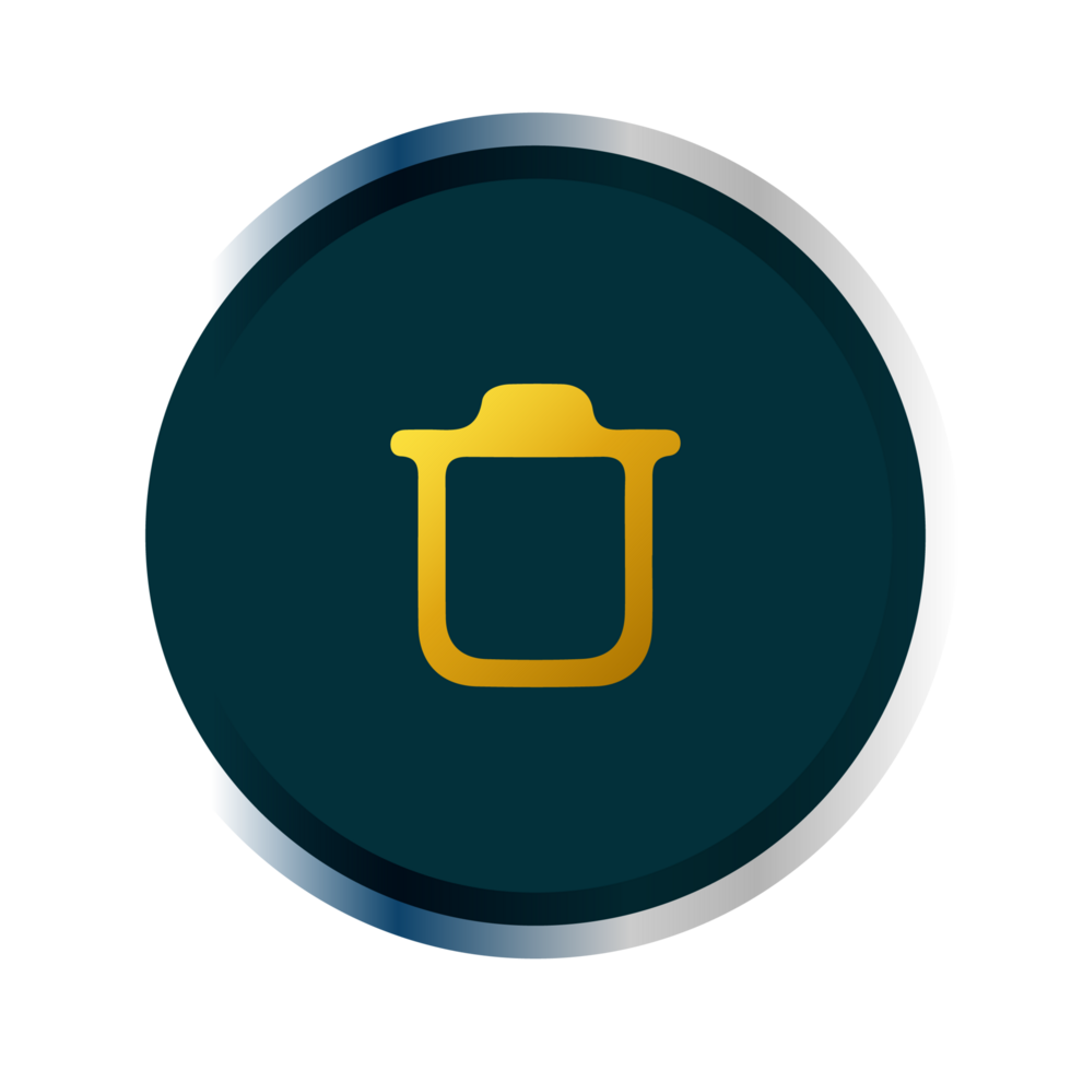 A blue and gold icon of a trash can png