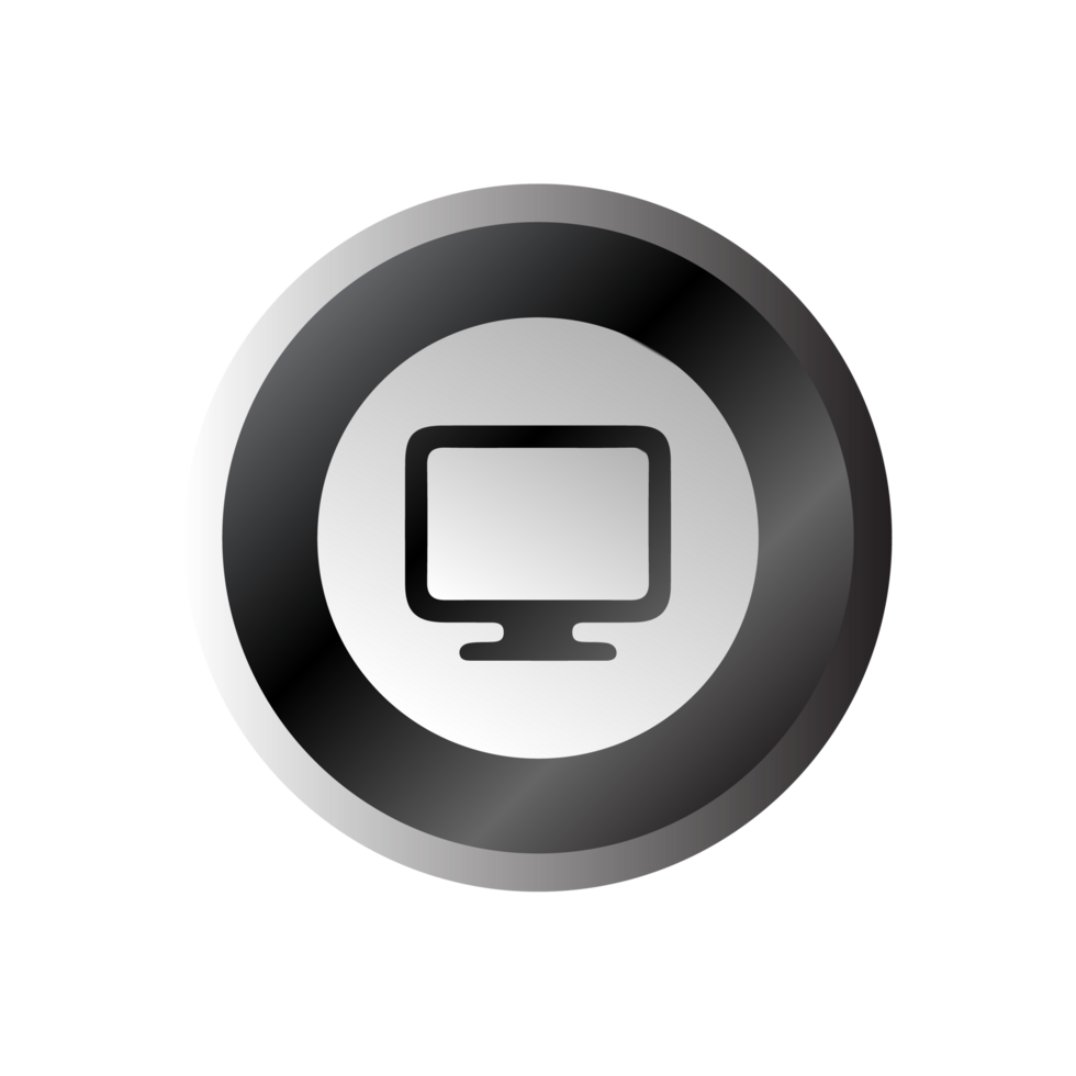 A flat and white computer icon on a flat shape flat png
