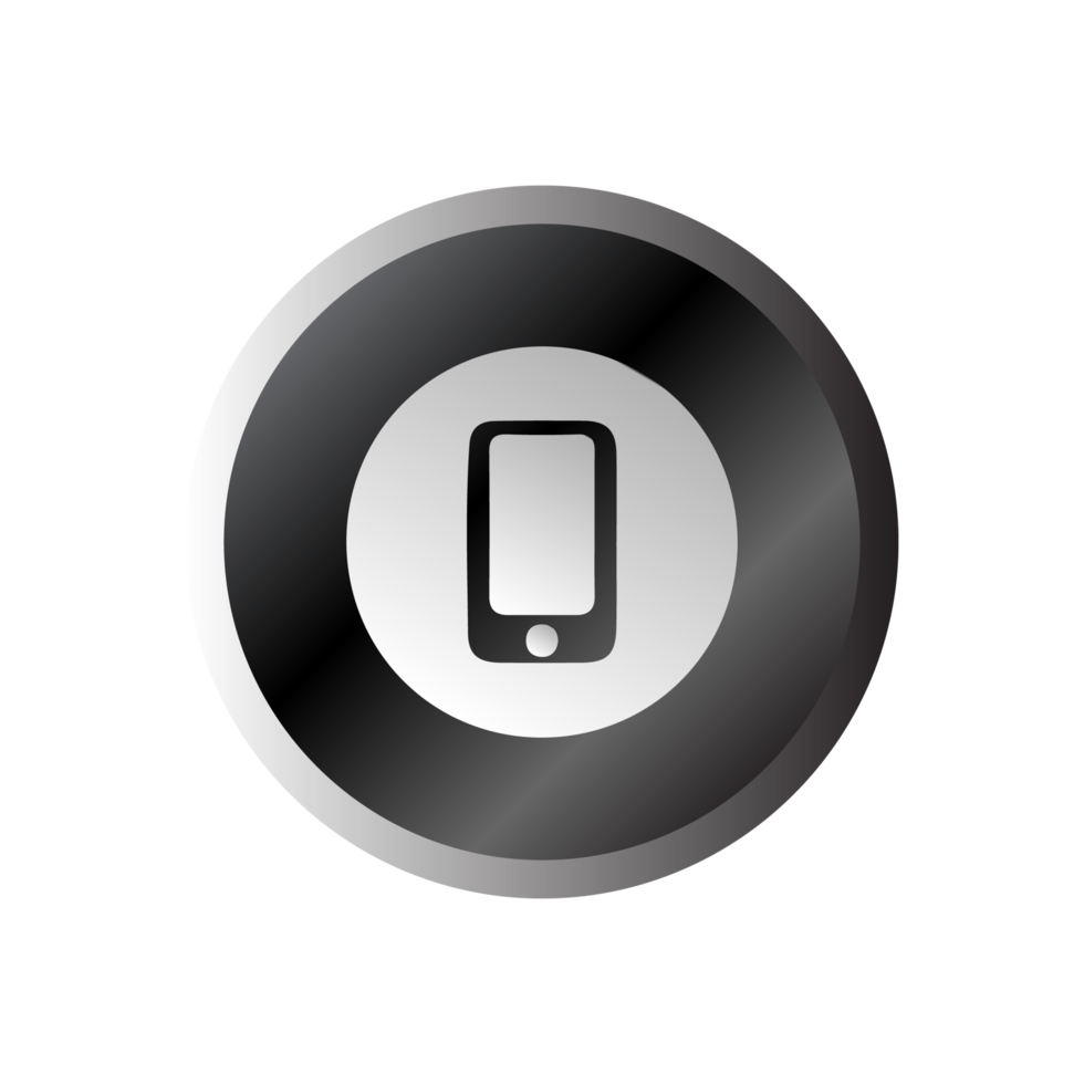 A flat and white button with a cell phone on it flat png