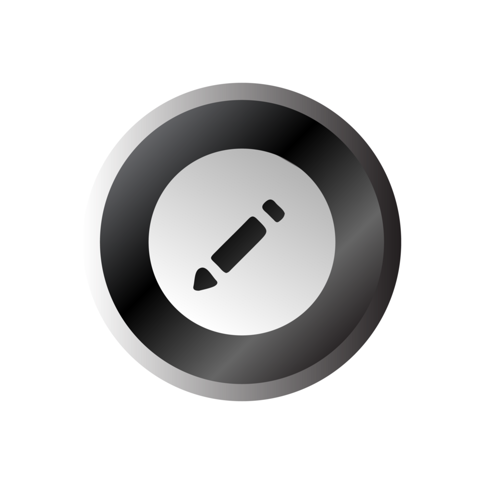A flat and white button with a pencil on it png