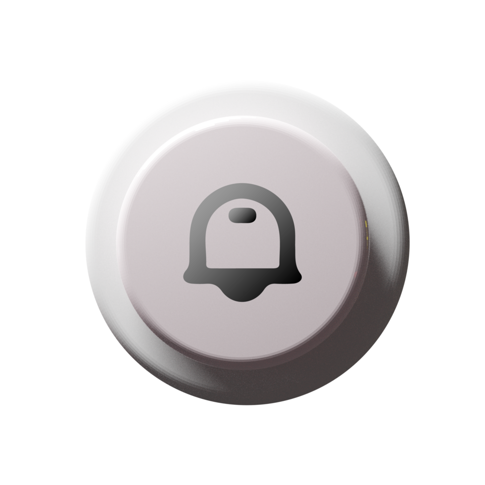 A button with a bell on it in front of a flat shape flat png