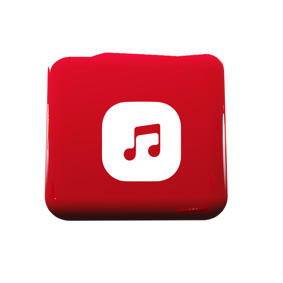 A red music note icon on a flat shape png