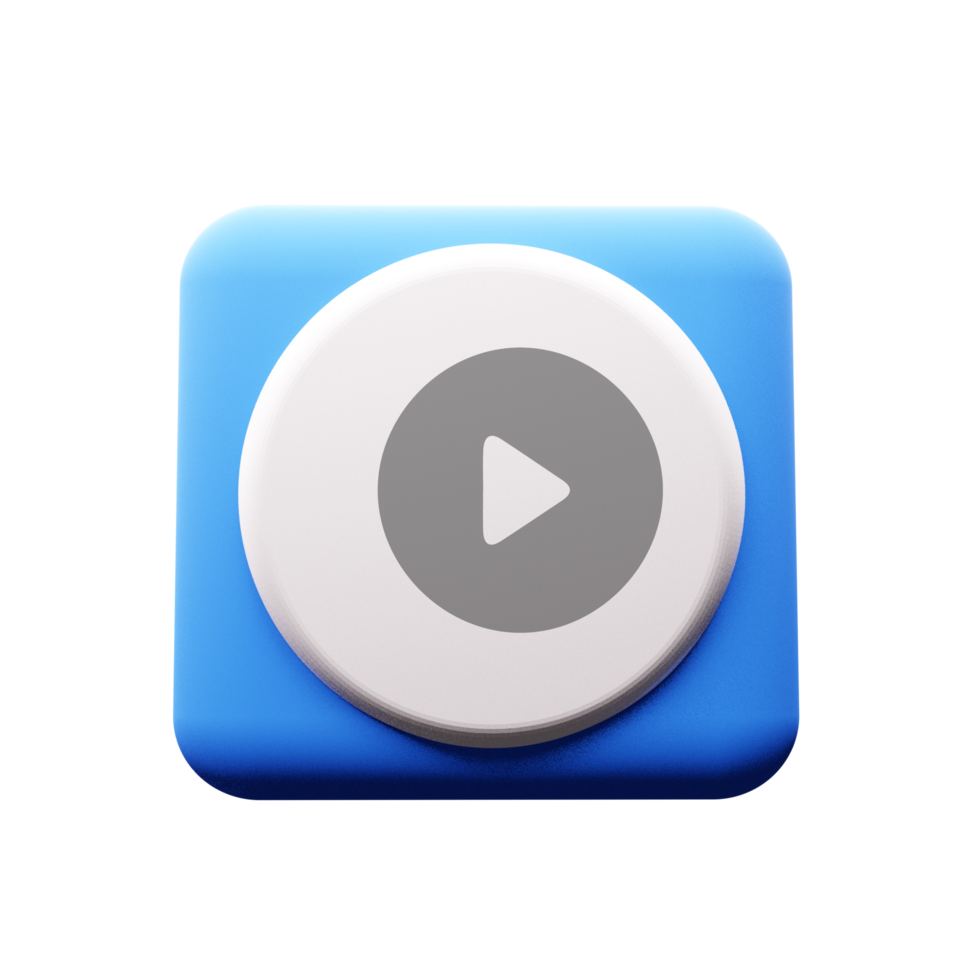 A blue button with a white play button flat png