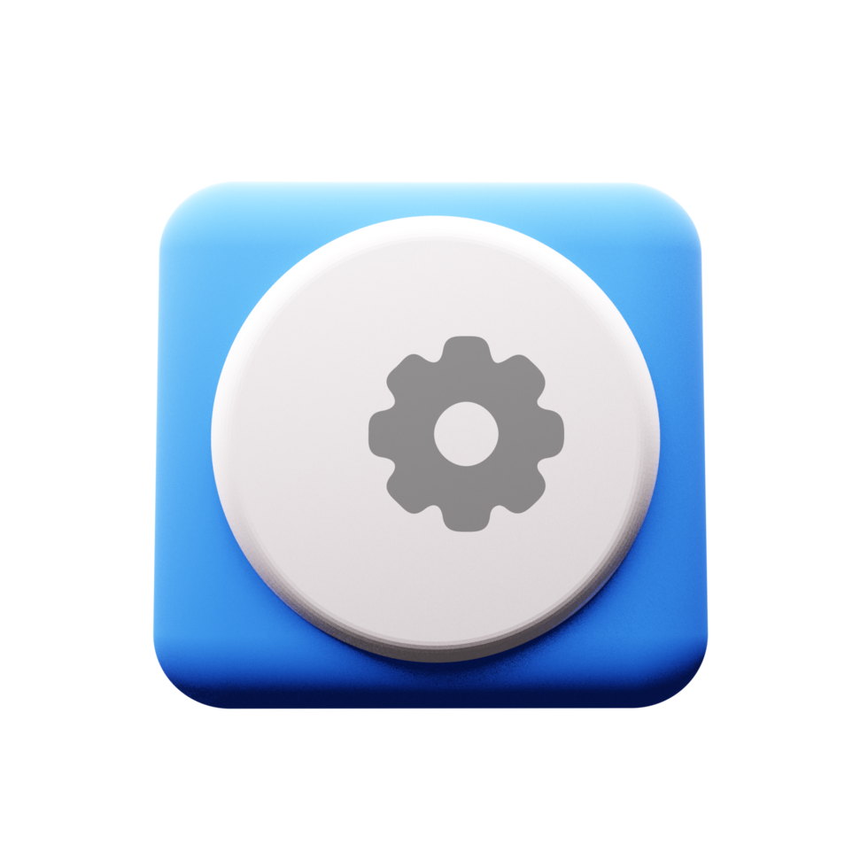A blue button with a gear wheel on it png